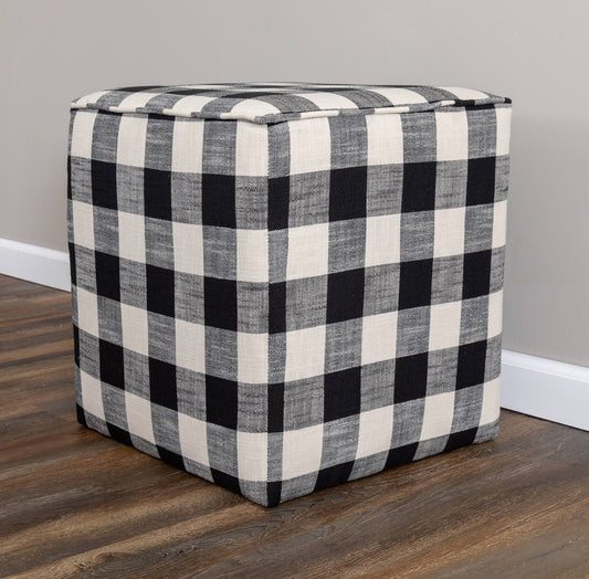Leffler Home Harper Upholstered Cube Ottoman in Blake Raven