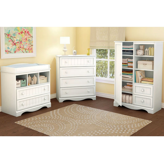 White Wood Baby Diaper Changing Table
