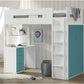 Nerice Twin Loft Bed W/Desk & Wardrobe