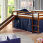 Twin White Low Loft Bed with Slide & Tent