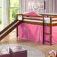 Twin White Low Loft Bed with Slide & Tent