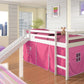 Twin White Low Loft Bed with Slide & Tent