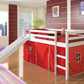 Twin White Low Loft Bed with Slide & Tent