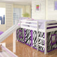Twin White Low Loft Bed with Slide & Tent