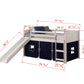 Twin Over Twin Low Bunk Bed With Curtain & Slide