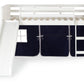 Twin Over Twin Low Bunk Bed With Curtain & Slide