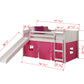 Twin Over Twin Low Bunk Bed With Curtain & Slide