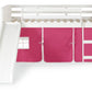 Twin Over Twin Low Bunk Bed With Curtain & Slide