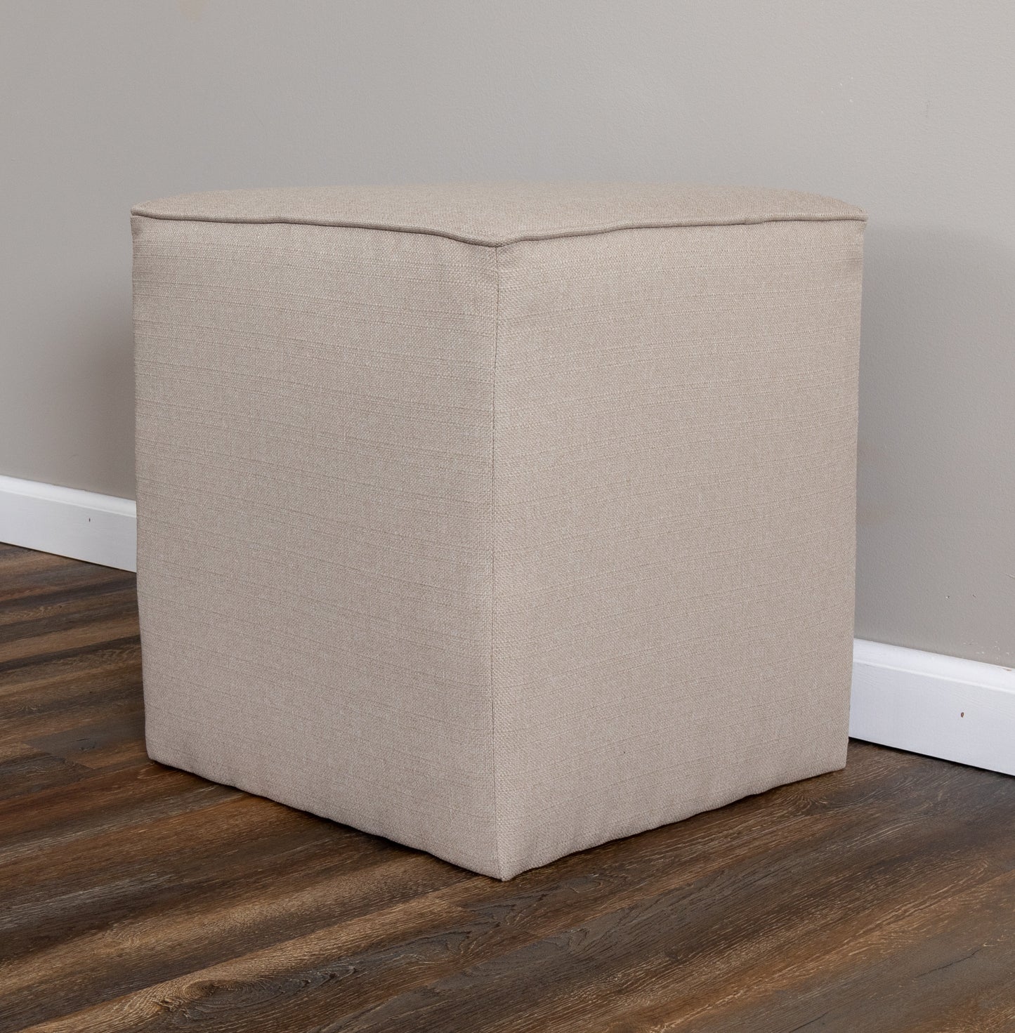 Leffler Home Harper Upholstered Cube Ottoman in Crawford Linen
