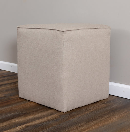 Leffler Home Harper Upholstered Cube Ottoman in Crawford Linen