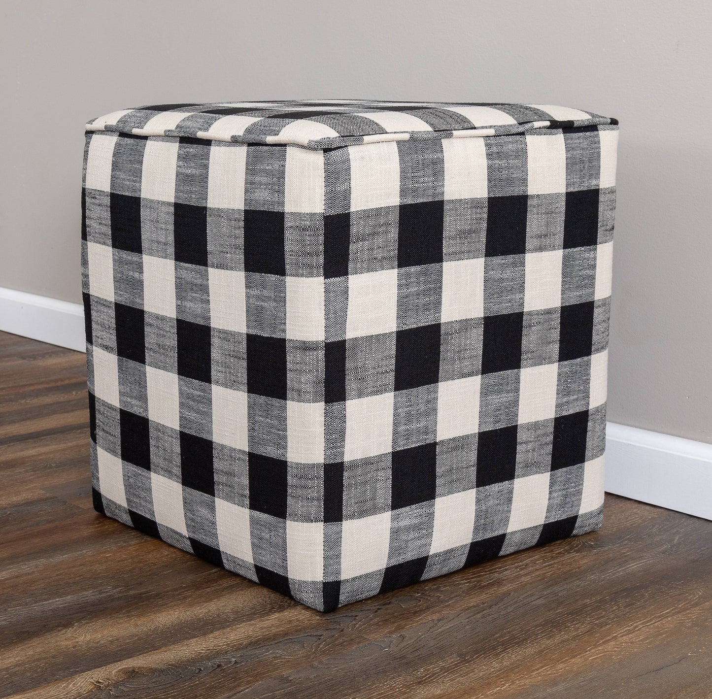 Leffler Home Harper Upholstered Cube Ottoman in Blake Raven